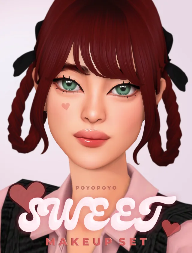Vista previa de Sweet Makeup Set, maquillaje de poyopoyosim para Los Sims 4.