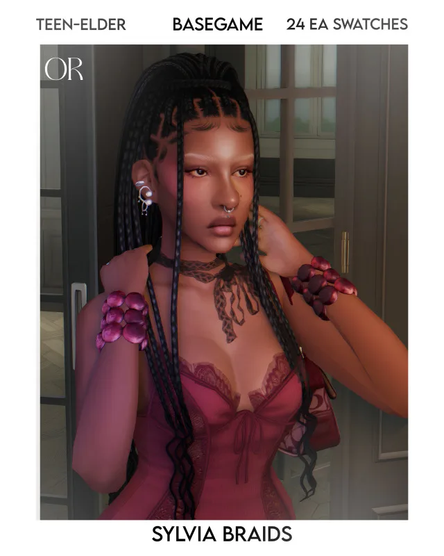 Sylvia Braids (Free) juego base Compatible 24 EA Swatches Teen - Elder 39.2k Polygons D ownload de orchiona para Los Sims 4
