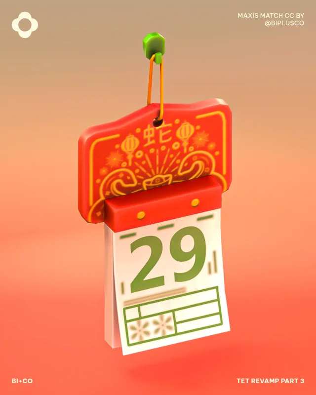 Tet Revamp - Part 3 The festivities may be winding down, but the good vibes keep rolling in with our Lucky Living Set ! Complete with a tea table, calendar, and lacquered sweet b de biplusco para Los Sims 4