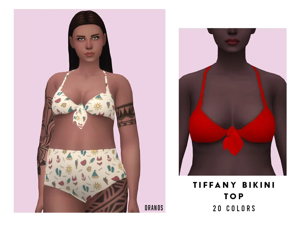 Vista previa de Tiffany Bikini Top & Bottom, ropa de oranos para Los Sims 4.