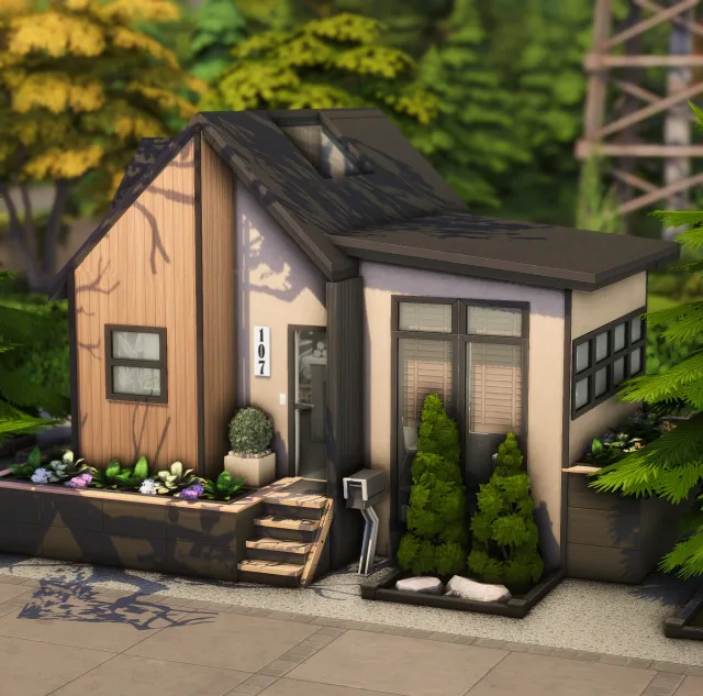 Vista previa de Tiny modern house download simfileshare patreon, solares y habitaciones de axiisims para Los Sims 4.