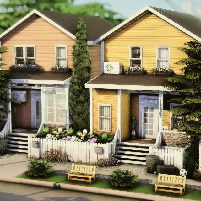 Vista previa de Two cozy suburbs download simfileshare patreon, solares y habitaciones de axiisims para Los Sims 4.
