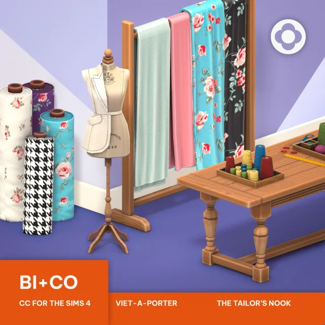 Viet-A-Porter: The Tailor’s Nook Part 2 Welcome back to “The Tailor’s Nook,” and the eagerly awaited part 2 that completes our enchanting sewing store colle de biplusco para Los Sims 4