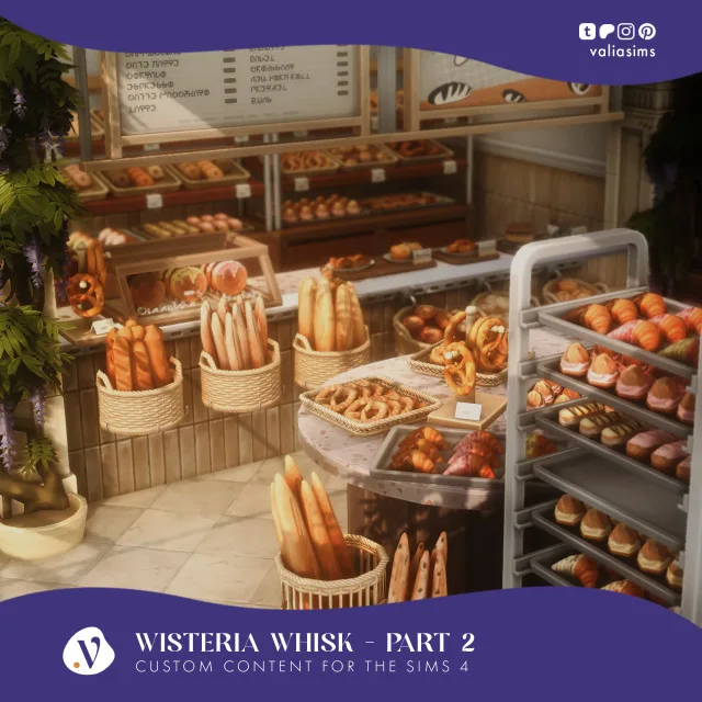 Wisteria Whisk - Part 2 Hey everyone! The second part of the Wisteria Whisk colección is here! This time, I wanted to add lots of decorative food to help fill up your bakeries. I de valiasims para Los Sims 4