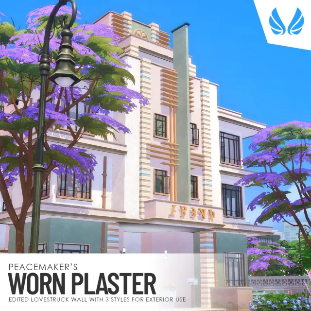 Vista previa de Worn Plaster - Lovestruck Wall Edit with 3 Variations for Exterior Use, ropa de peacemaker-ic para Los Sims 4.