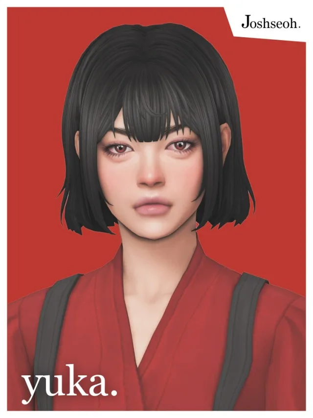 Vista previa de Yuka cabello (cabello Commissions), cabello de joshseoh para Los Sims 4.