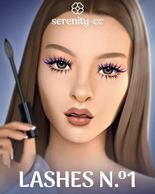 Vista previa de 3D Eyelashes N.º1, detalles de piel de serenity-cc para Los Sims 4.