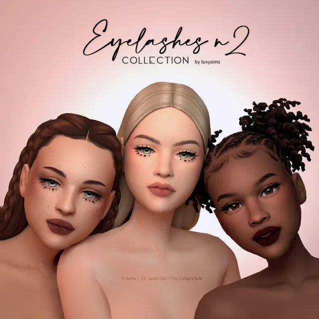 Vista previa de 3D Eyelashes nº2, detalles de piel de luxysims para Los Sims 4.