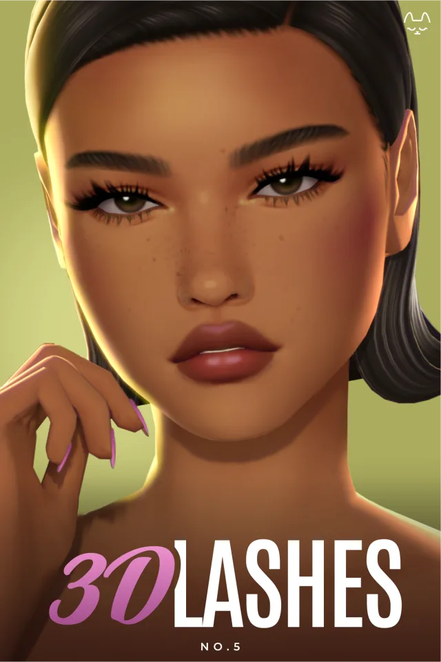 Vista previa de 3D Lashes No.5, detalles de piel de twisted-cat para Los Sims 4.