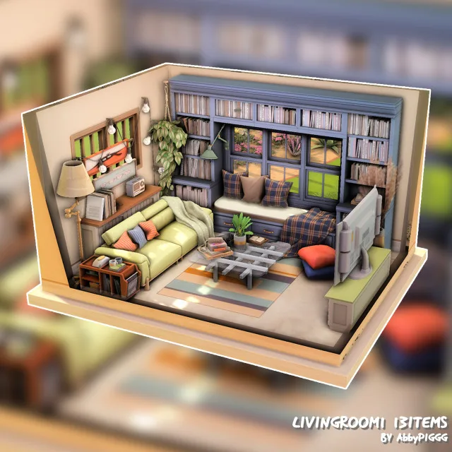 Vista previa de ABBYPIGGG]livingroom1_13items, construir y comprar de abbypiggg para Los Sims 4.