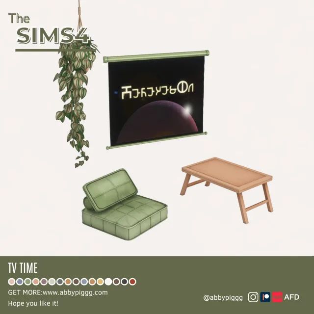 Vista previa de ABBYPIGGG] TV Time, construir y comprar de abbypiggg para Los Sims 4.