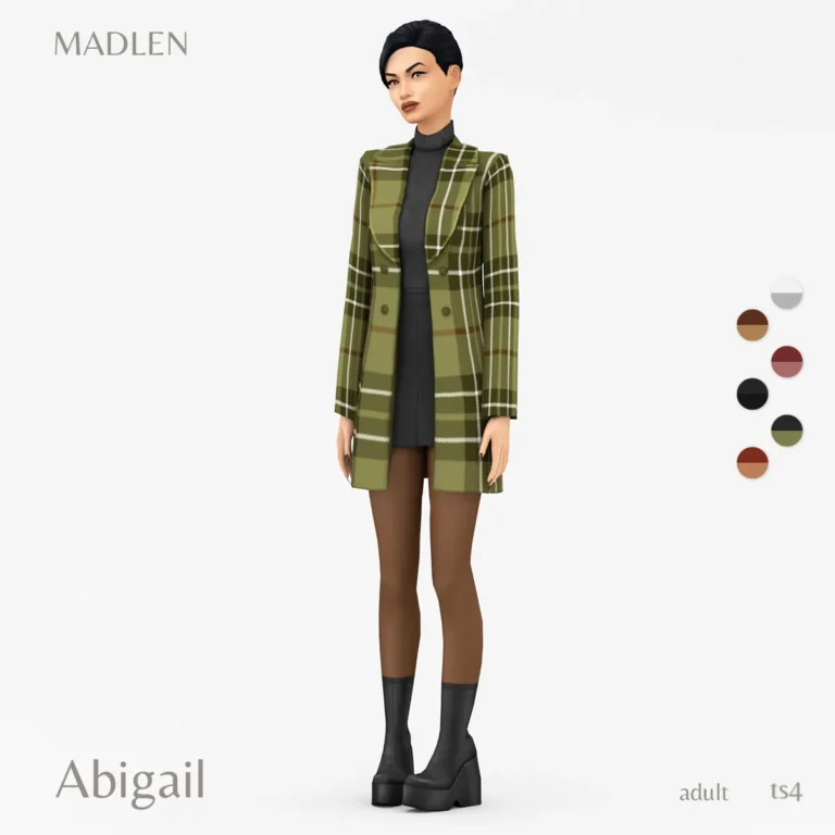 Vista previa de Abigail conjunto stylish coat combined with a soft, ropa de madlensims para Los Sims 4.