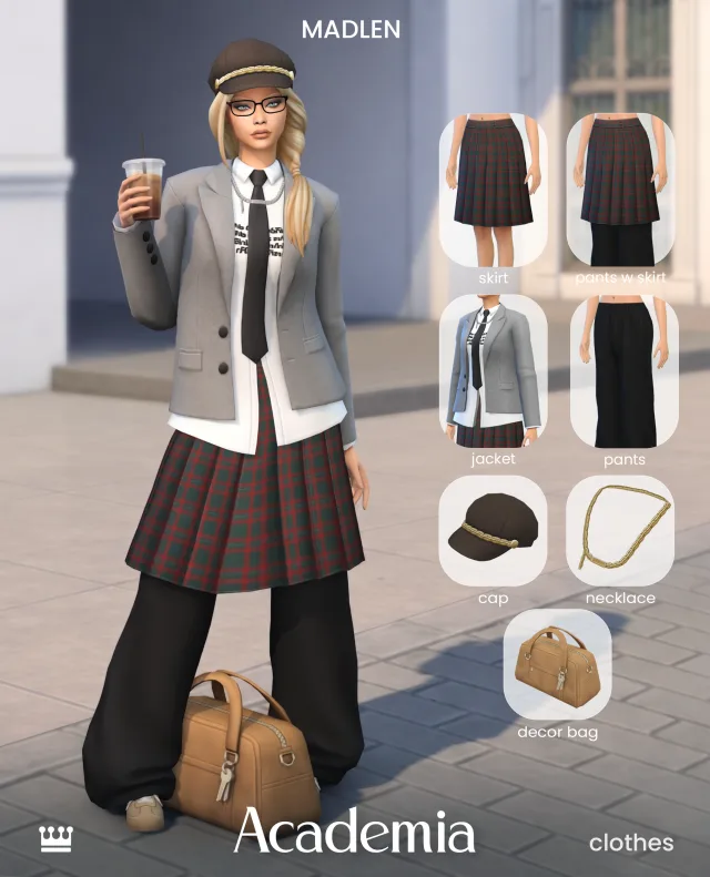 Vista previa de Academia clothing set hey everyone i was, ropa de madlensims para Los Sims 4.