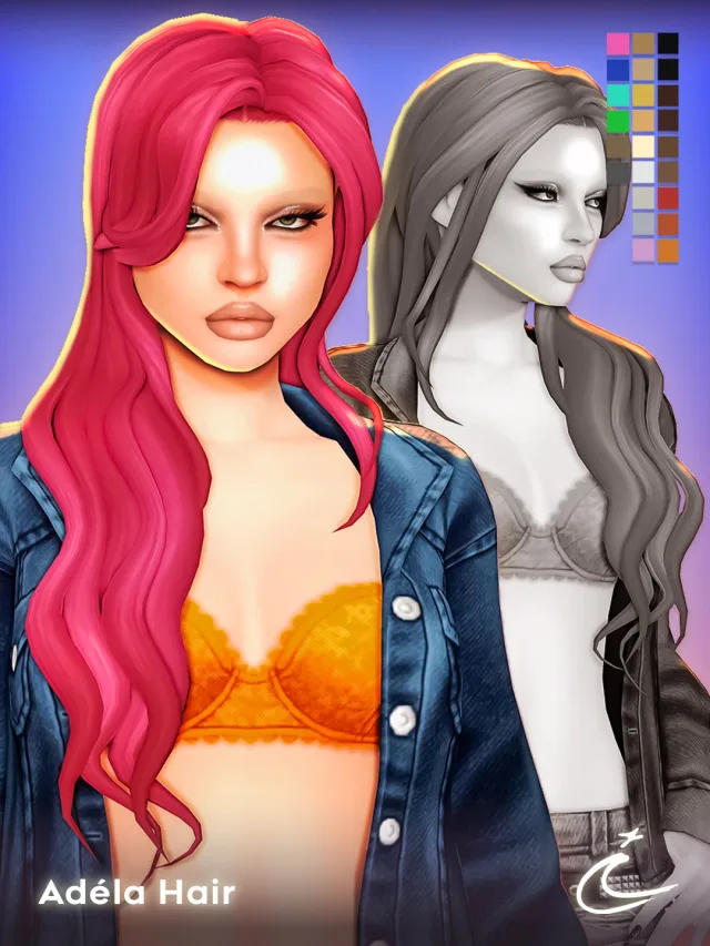 Vista previa de ADÉLA cabello BY IMVIKAI, cabello de imvikai para Los Sims 4.