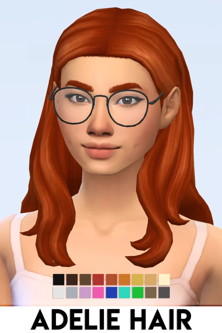 Vista previa de ADELIE cabello BY VIKAI, cabello de imvikai para Los Sims 4.