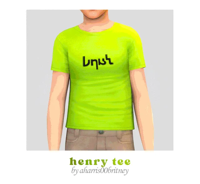 Vista previa de Aharris00britney' Henry Tee (Kids conversiones), contenido personalizado de its-adrienpastel para Los Sims 4.