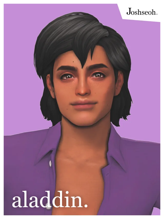 Vista previa de Aladdin cabello (cabello Commissions), cabello de joshseoh para Los Sims 4.