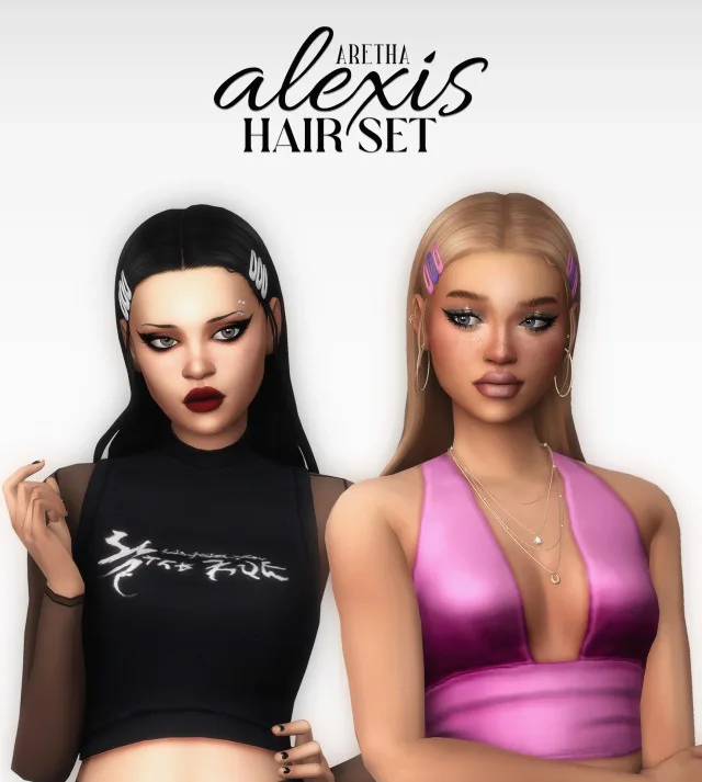 Vista previa de Alexis cabello set, cabello de arethabee para Los Sims 4.