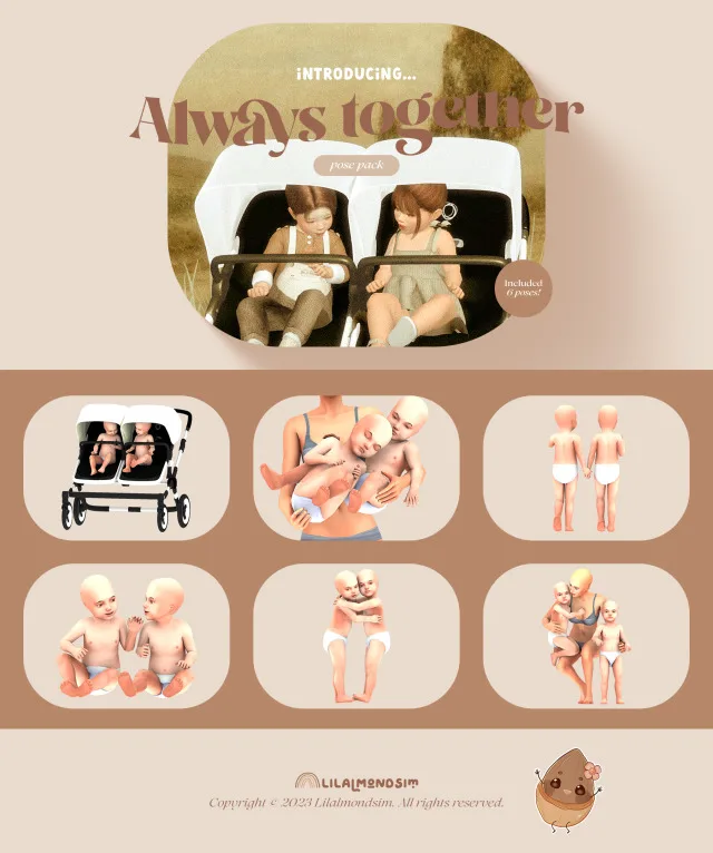 Vista previa de Always together — 𝒑𝒐𝒔𝒆 𝒑𝒂𝒄𝒌, poses de lilalmondsim para Los Sims 4.
