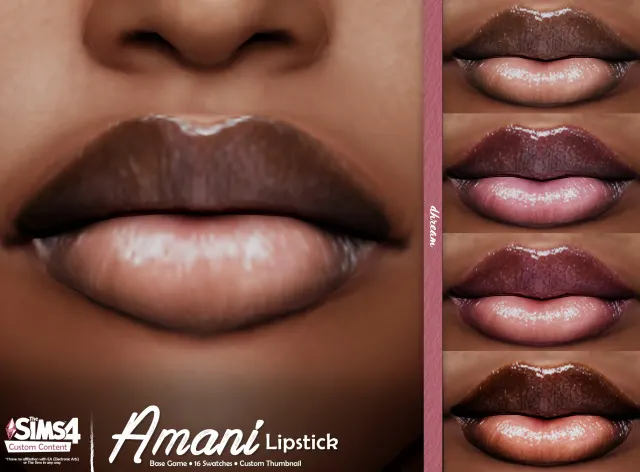 Vista previa de Amani labial, maquillaje de dhreamcc para Los Sims 4.