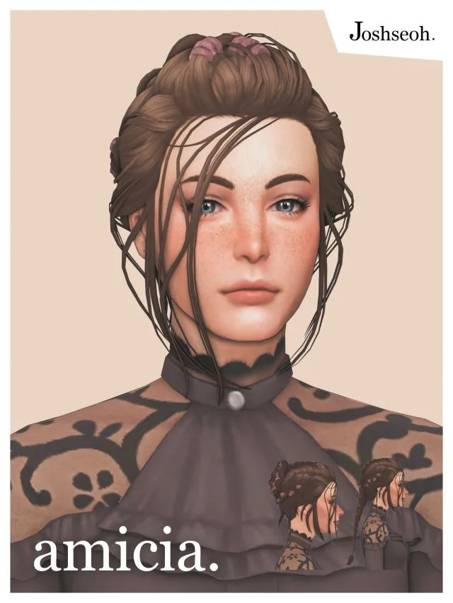 Vista previa de Amicia cabello (cabello Commissions), cabello de joshseoh para Los Sims 4.