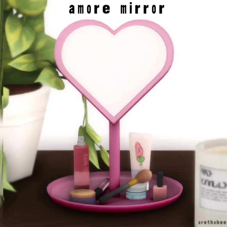 Vista previa de Amore mirror, decoración de arethabee para Los Sims 4.