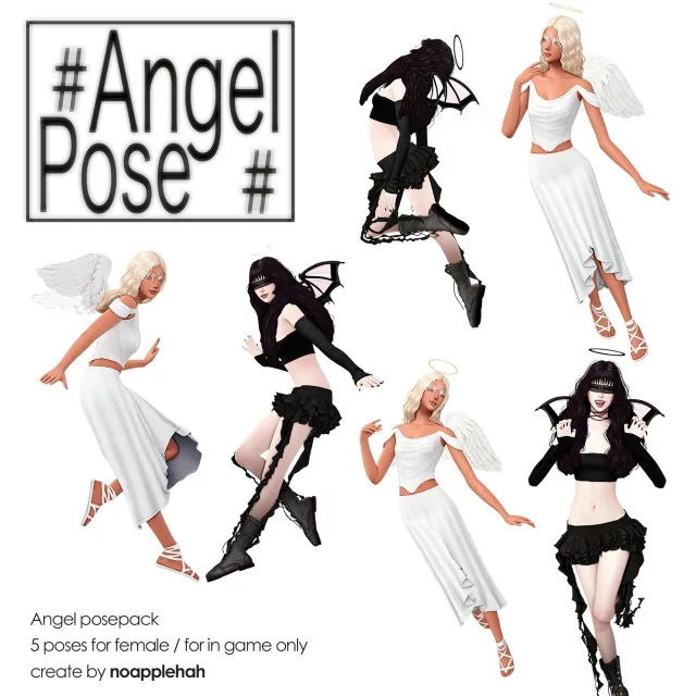 Vista previa de ANGEL POSE ] Pose Pack, poses de noapplehah para Los Sims 4.