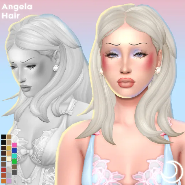 Vista previa de ANGELA cabello BY IMVIKAI, cabello de imvikai para Los Sims 4.