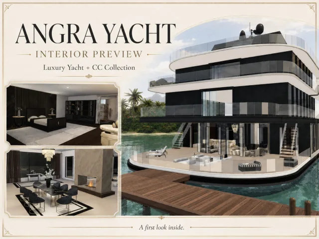 Vista previa de Angra yacht interiors link here, muebles de bs-signature para Los Sims 4.