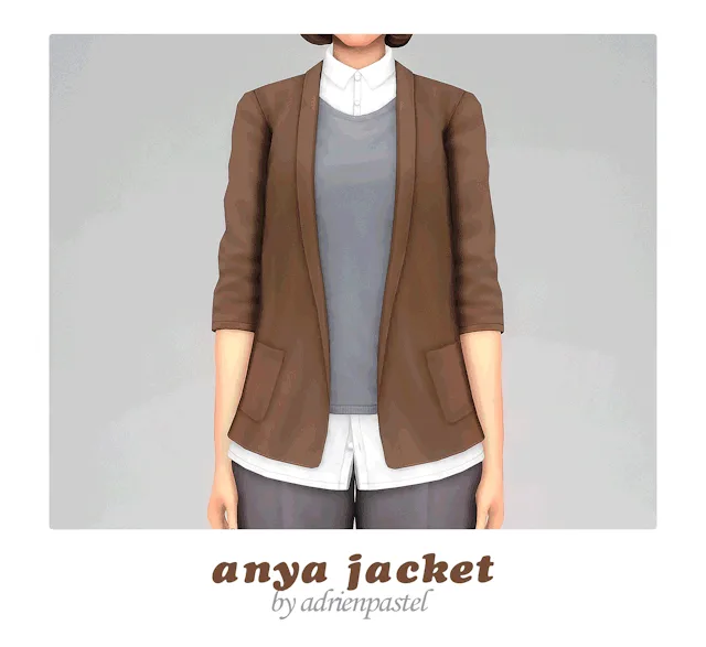 Vista previa de Anya Jacket, ropa de its-adrienpastel para Los Sims 4.