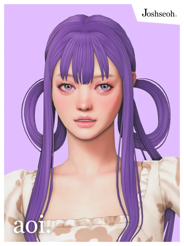 Vista previa de Aoi cabello (cabello Commissions), cabello de joshseoh para Los Sims 4.