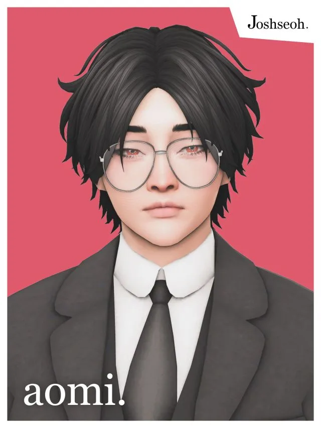 Vista previa de Aomi cabello (cabello Commissions), cabello de joshseoh para Los Sims 4.