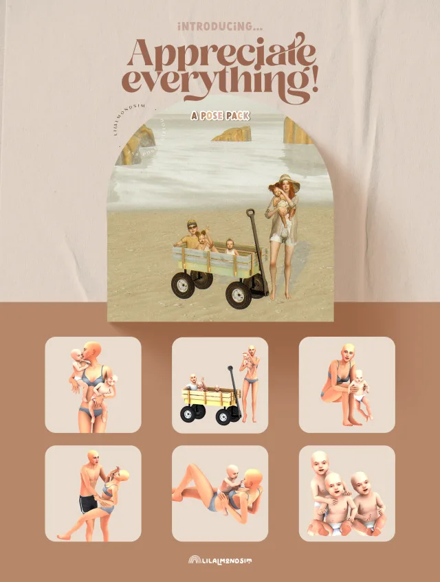 Vista previa de Appreciate everything! — 𝒑𝒐𝒔𝒆 𝒑𝒂𝒄𝒌, poses de lilalmondsim para Los Sims 4.