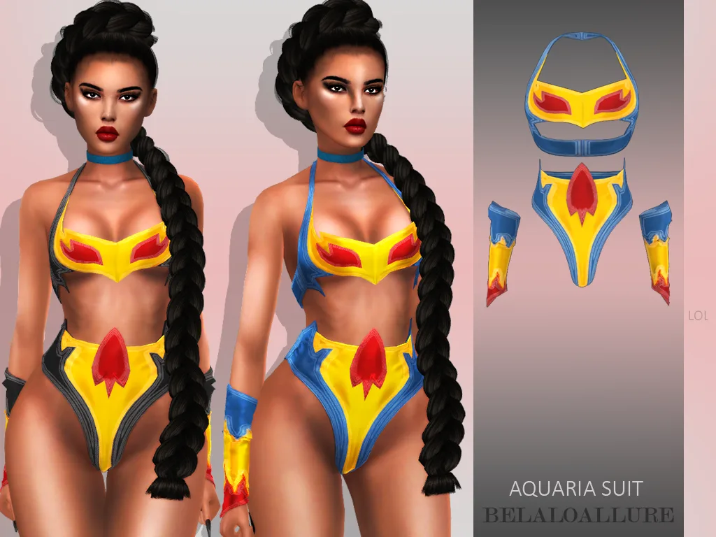 Vista previa de Aquaria suit, crear un sim de belaloallure3 para Los Sims 4.