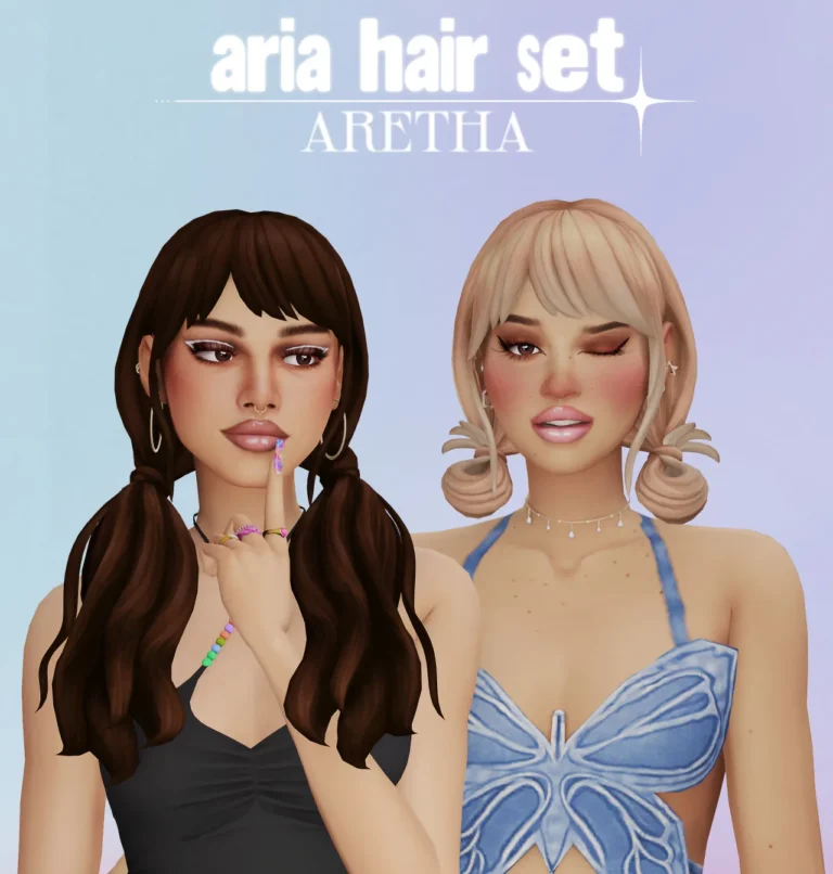 Vista previa de Aria cabello set, cabello de arethabee para Los Sims 4.