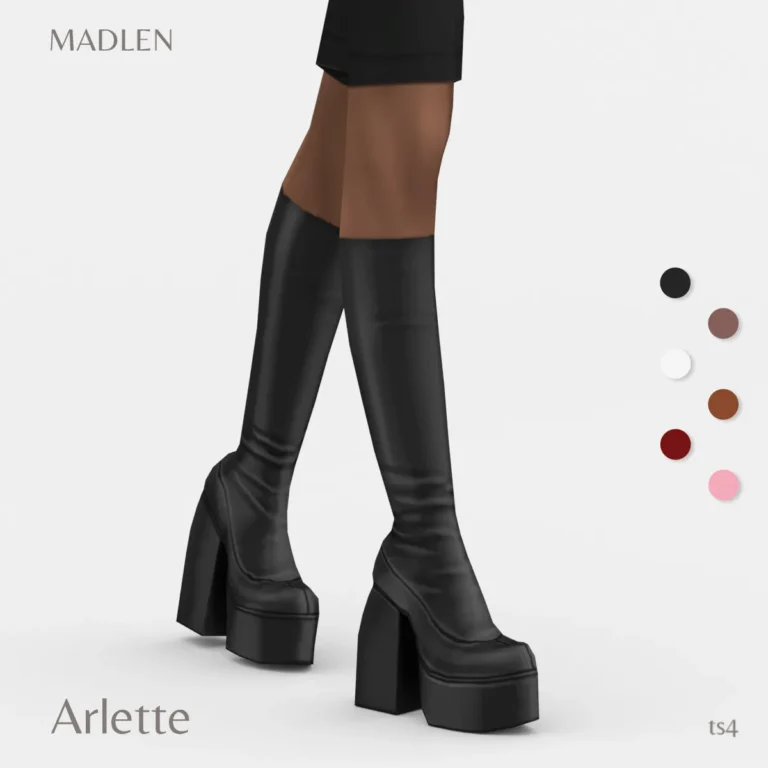 Vista previa de Arlette boots short under the knee version of, zapatos de madlensims para Los Sims 4.