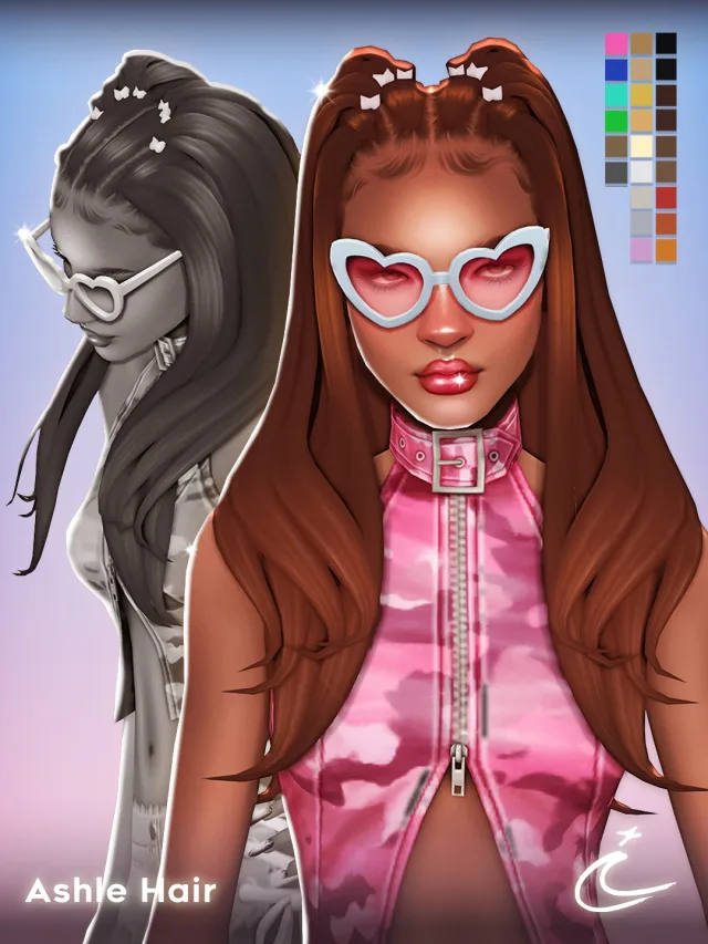Vista previa de ASHLE cabello BY IMVIKAI, cabello de imvikai para Los Sims 4.