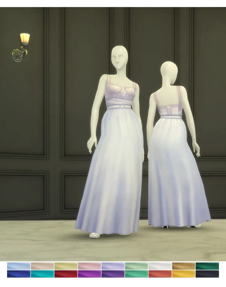 Vista previa de At Night Gown (18 color), crear un sim de rustys-cc para Los Sims 4.