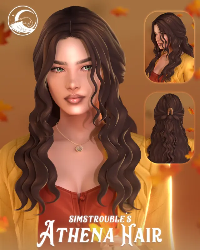 Vista previa de Athena Hairstyle Set by simstrouble, cabello de simstrouble para Los Sims 4.