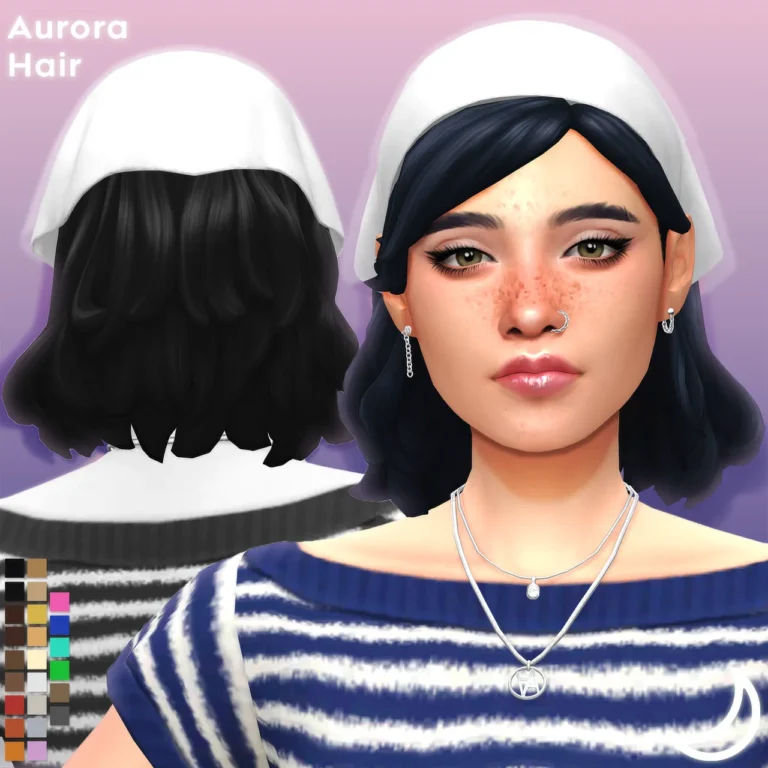 Vista previa de AURORA cabello BY IMVIKAI, cabello de imvikai para Los Sims 4.
