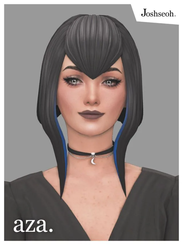 Vista previa de Aza cabello & Overlay (cabello Commissions), cabello de joshseoh para Los Sims 4.