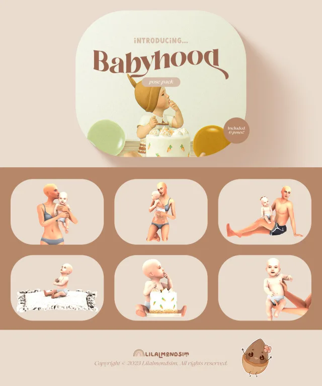 Vista previa de Babyhood — 𝒑𝒐𝒔𝒆 𝒑𝒂𝒄𝒌 𝒘𝒊𝒕𝒉 𝒊𝒏𝒇𝒂𝒏𝒕𝒔!, poses de lilalmondsim para Los Sims 4.