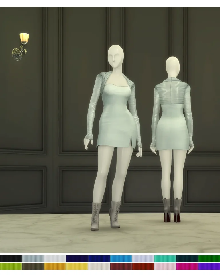 Vista previa de Baroness III / Mini vestido (20 color), ropa de rustys-cc para Los Sims 4.
