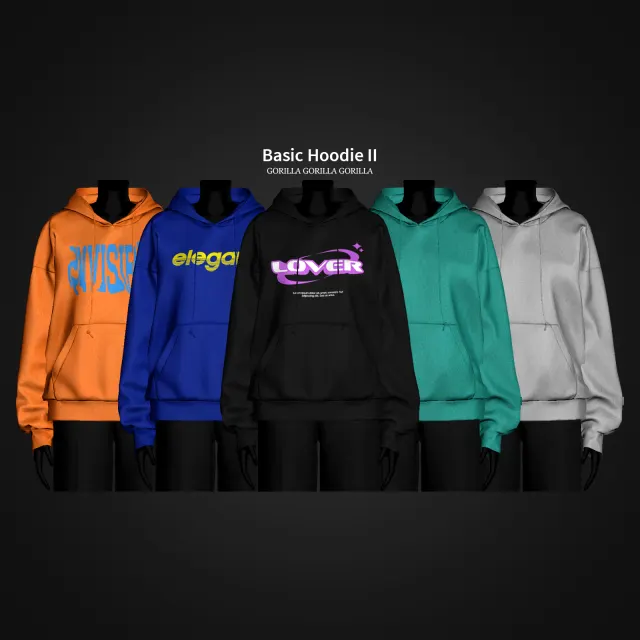Vista previa de Basic Hoodie AF, crear un sim de gorillax3-cc para Los Sims 4.