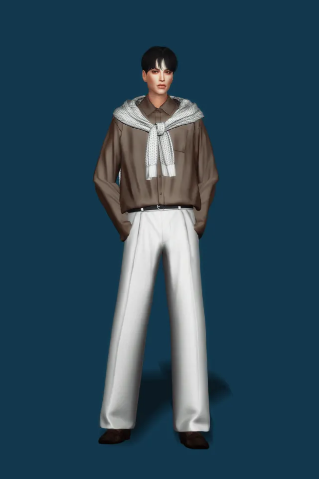 Vista previa de Basic Shirt III w Cardigan, ropa de gorillax3-cc para Los Sims 4.