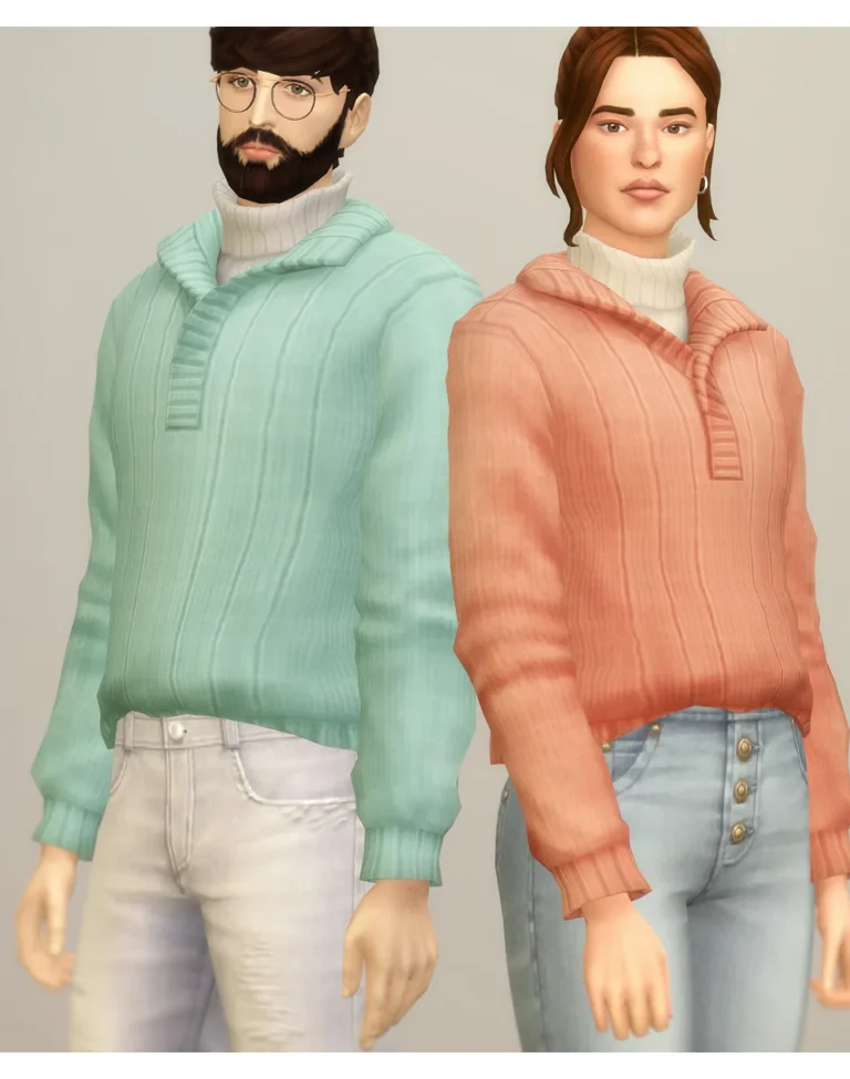 Vista previa de Basic Sweater VI / 4 (25 color), ropa de rustys-cc para Los Sims 4.