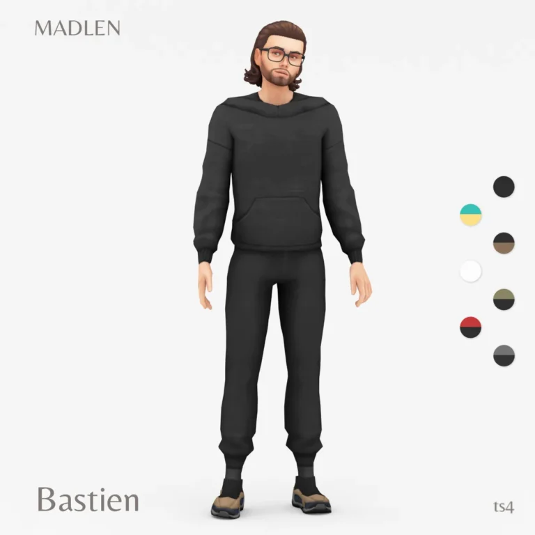 Vista previa de Bastien conjunto now available for adults download, ropa de madlensims para Los Sims 4.