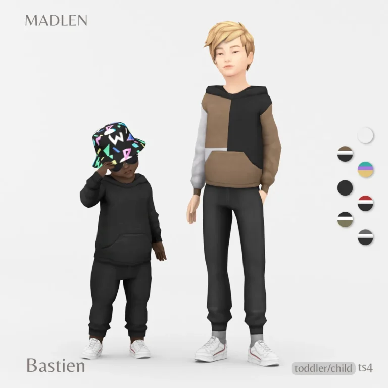 Vista previa de Bastien conjunto stylish sweatshirt and a matching, ropa de madlensims para Los Sims 4.