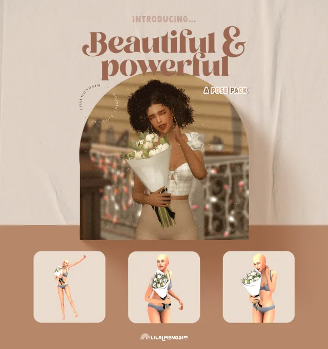 Vista previa de Beautiful & powerful — 𝒑𝒐𝒔𝒆 𝒑𝒂𝒄𝒌, poses de lilalmondsim para Los Sims 4.