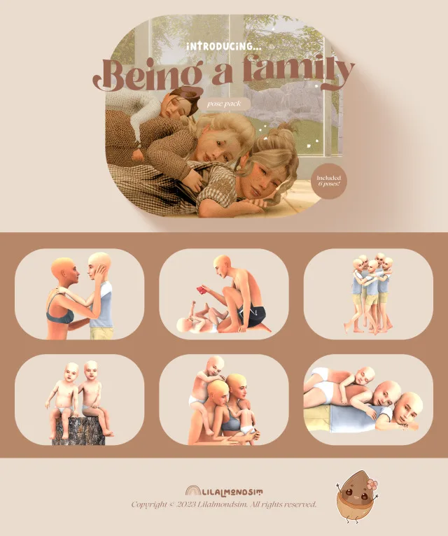 Vista previa de Being a family — 𝒑𝒐𝒔𝒆 𝒑𝒂𝒄𝒌, poses de lilalmondsim para Los Sims 4.